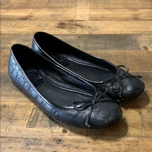 Coach Logo 6.5 Black Leather Flats